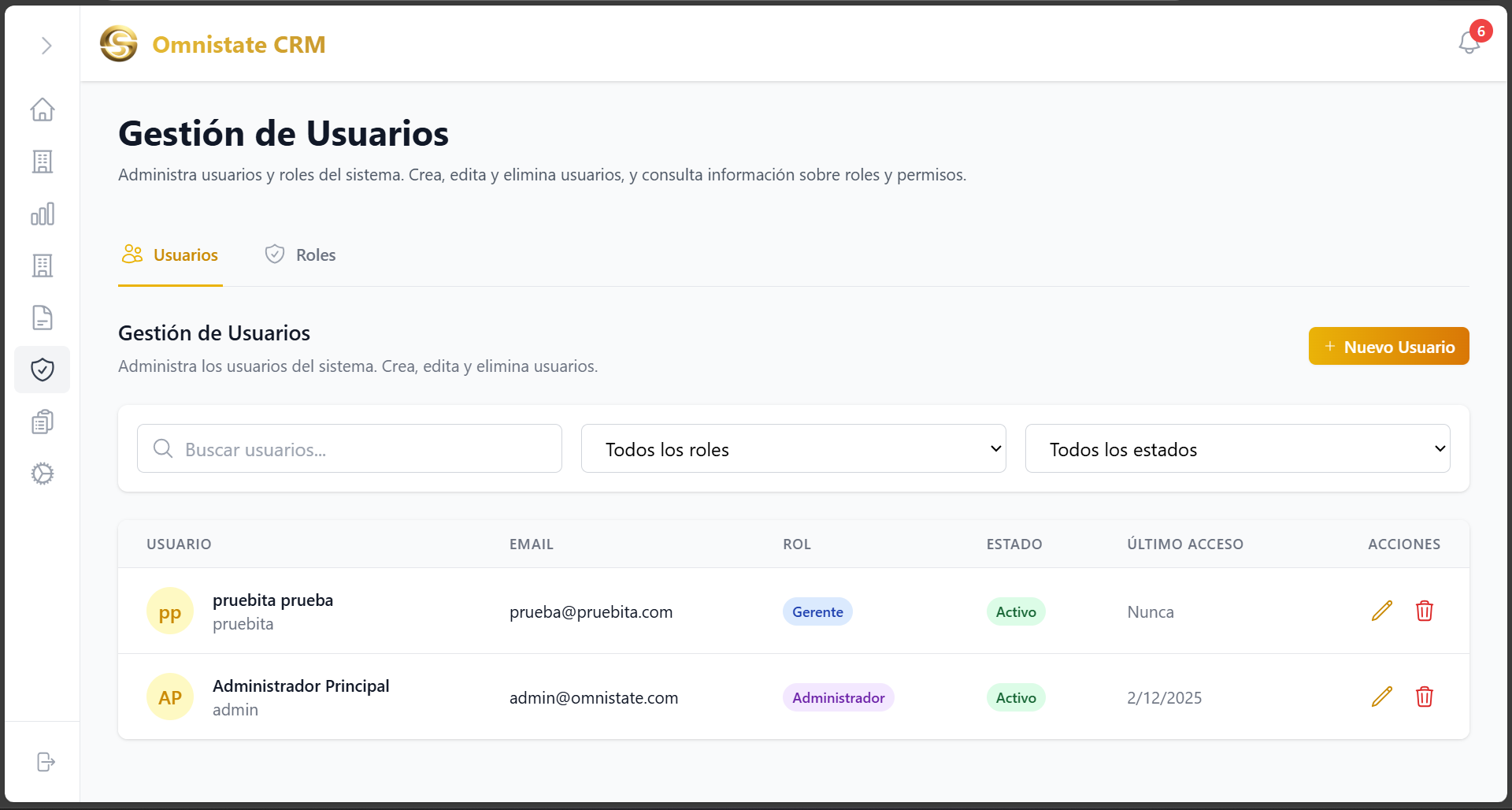 Gestión de usuarios y roles